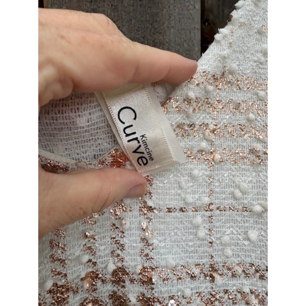 Curve‎ Kimcine Dress Size S White Gold Plaid Sleeveless Mini Bodycon Party - Picture 4 of 6